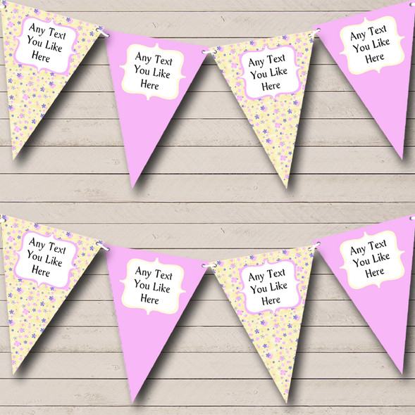 Pink Yellow Personalized Carnival Fete Street Party Bunting Flag Banner