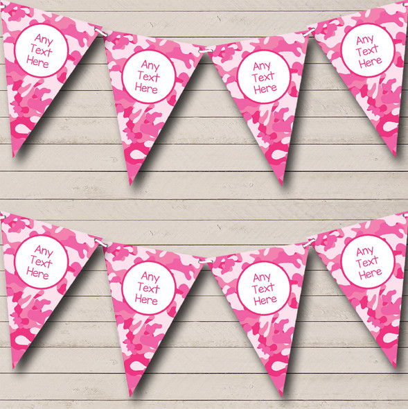 Pink Camouflage Personalized Carnival Fete Street Party Bunting Flag Banner