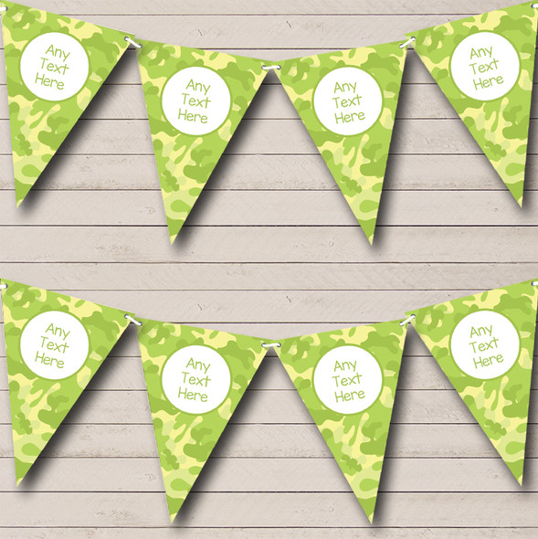 Light Green Camouflage Personalized Carnival Fete Street Party Bunting Flag Banner
