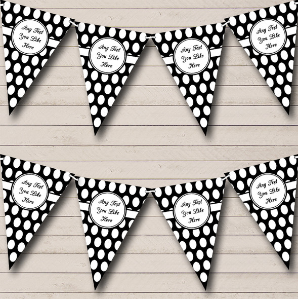 Black With Large White Spots Personalized Carnival Fete Street Party Bunting Flag Banner