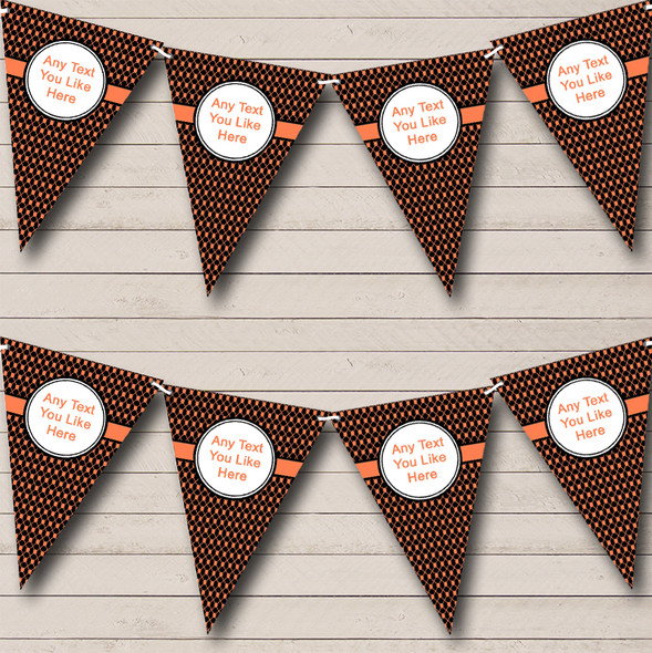 Black And Bright Coral Patterned Personalized Carnival Fete Street Party Bunting Flag Banner