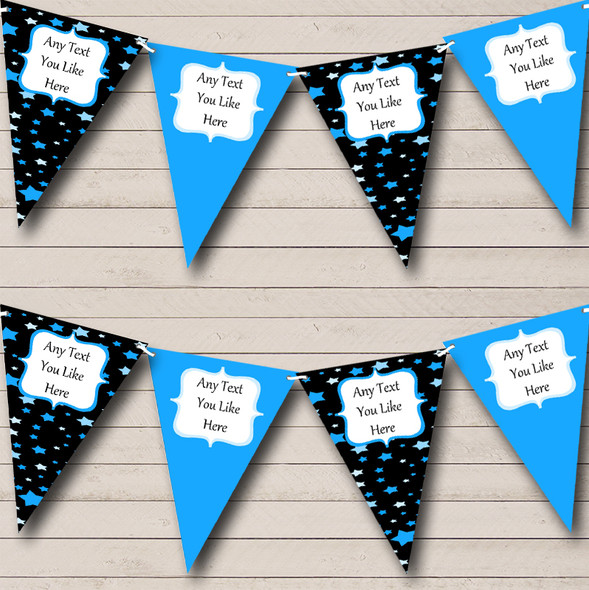 Black And Blue Stars Personalized Carnival Fete Street Party Bunting Flag Banner