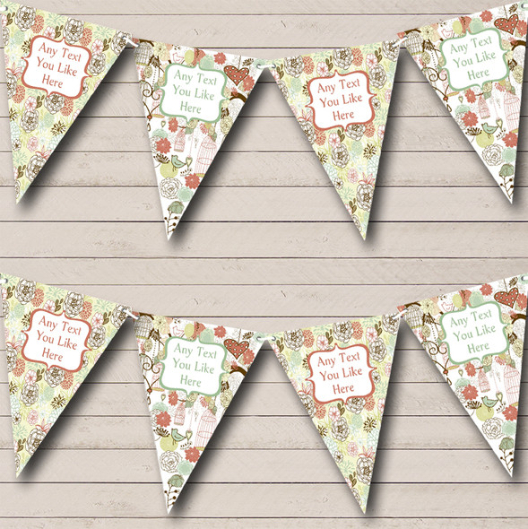 Birdcage Floral Personalized Carnival Fete Street Party Bunting Flag Banner