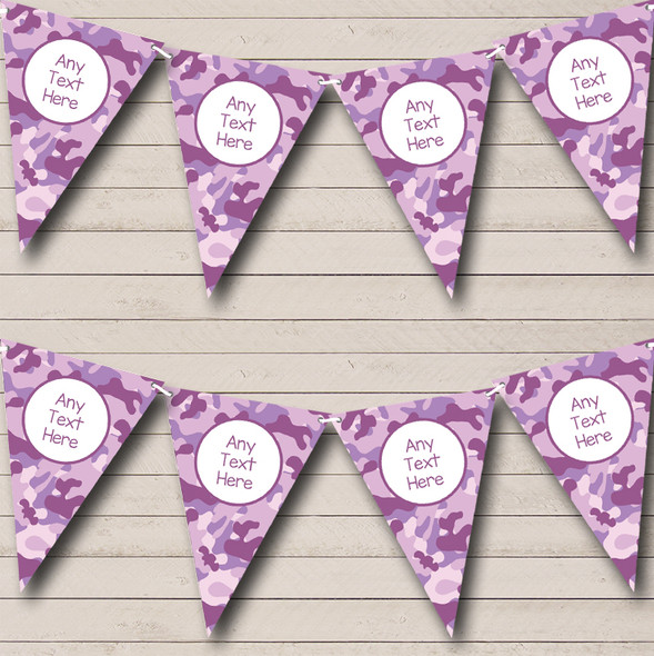 Purple Camouflage Personalized Children's Birthday Party Bunting Flag Banner