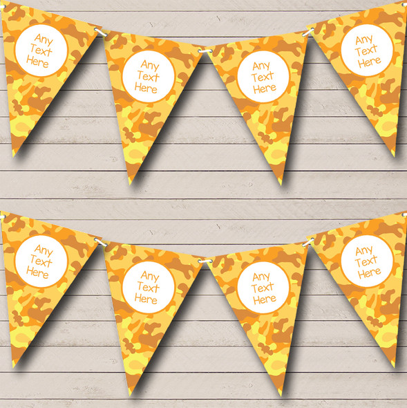 Orange Yellow Camouflage Personalized Children's Birthday Party Bunting Flag Banner