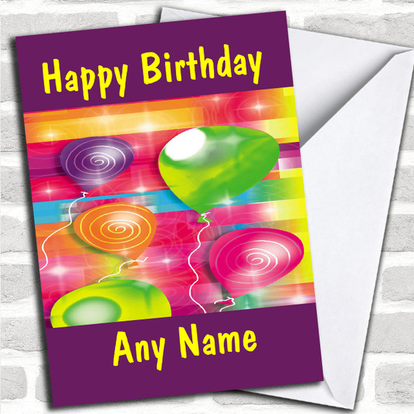 Colourful Party Balloons Personalized Children's Birthday Card