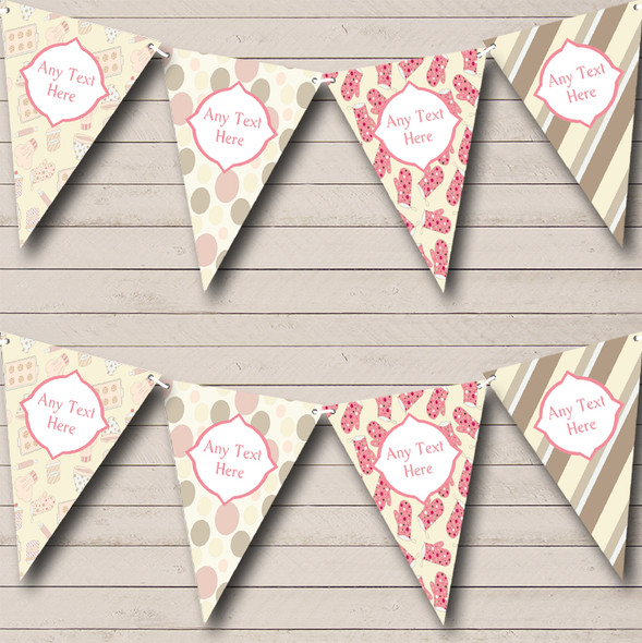 Cute Cake Baking Stripes Spots Personalized Children's Birthday Party Bunting Flag Banner
