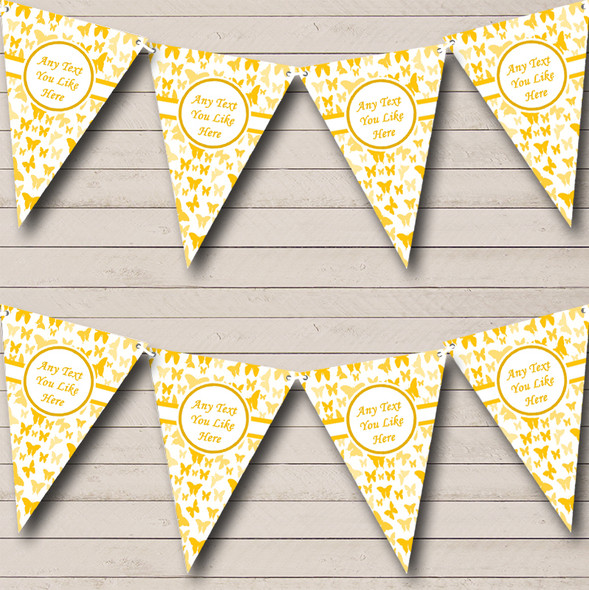 Beautiful Golden Yellow Butterfly Personalized Children's Birthday Party Bunting Flag Banner