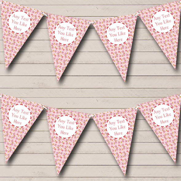 Baby Pink Butterflies Personalized Children's Birthday Party Bunting Flag Banner
