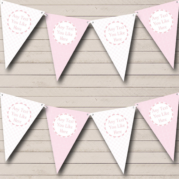Baby Girl Pink Flowers & Check Personalized Children's Birthday Party Bunting Flag Banner