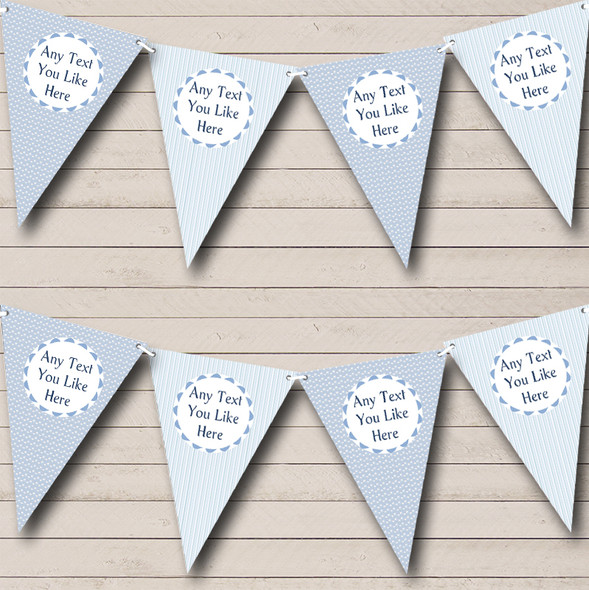 Baby Boy Blue Stripes & Clouds Personalized Children's Birthday Party Bunting Flag Banner
