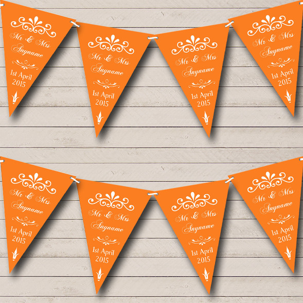 Vintage Regal Engagement Orange Personalized Engagement Party Bunting Flag Banner