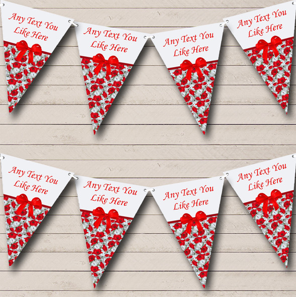 Red Poppy Shabby Chic Vintage Personalized Engagement Party Bunting Flag Banner