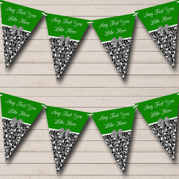 Green Damask Shabby Chic Vintage Personalized Engagement Party Bunting Flag Banner