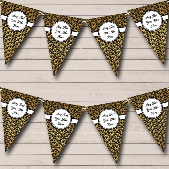 Black And Gold Personalized Engagement Party Bunting Flag Banner
