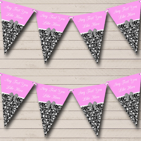 Baby Pink Damask Shabby Chic Vintage Personalized Engagement Party Bunting Flag Banner