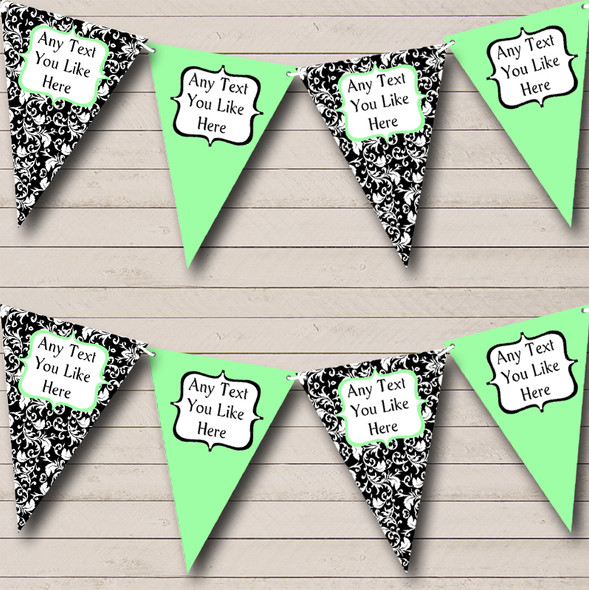 Mint Green Shabby Chic Damask Personalized Hen Do Night Party Bunting Flag Banner