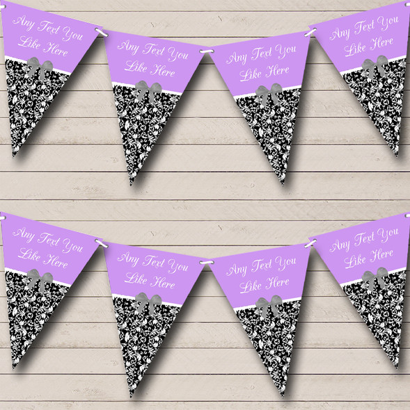 Lilac Damask Shabby Chic Vintage Personalized Hen Do Night Party Bunting Flag Banner