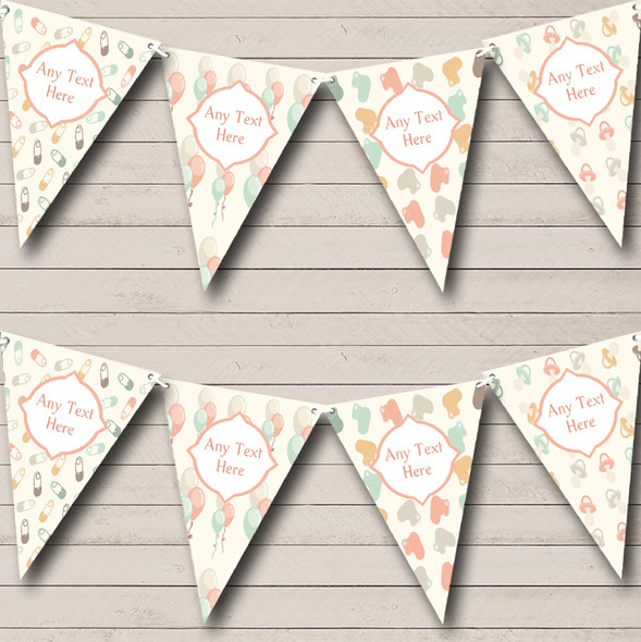 Neutral Balloons Nappy Pins Welcome Home New Baby Bunting Flag Banner