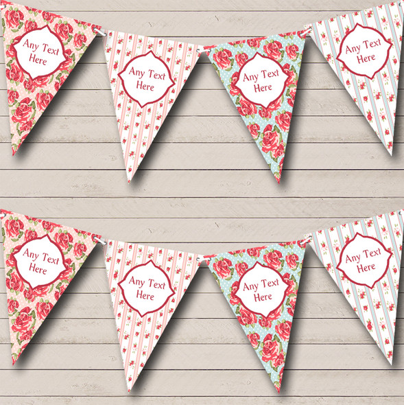 Tea Shabby Chic Vintage Roses Personalized Retirement Party Bunting Flag Banner