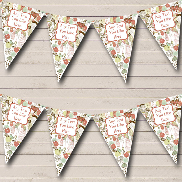 Tea Birdcage Vintage Shabby Chic Personalized Retirement Party Bunting Flag Banner