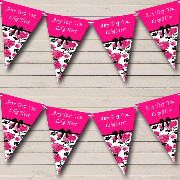 Shabby Chic Vintage Pink White Personalized Retirement Party Bunting Flag Banner