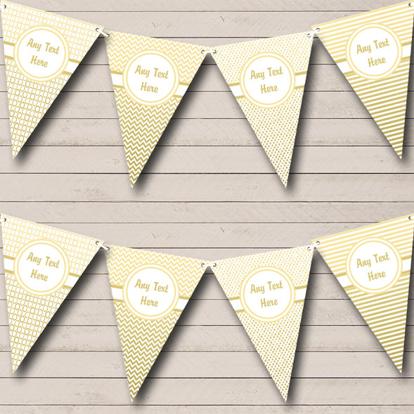 Elegant White And Gold Personalized Retirement Party Bunting Flag Banner