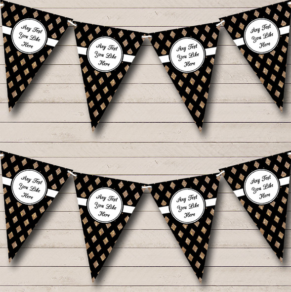 Black And Copper Gold Crosshatch Personalized Retirement Party Bunting Flag Banner