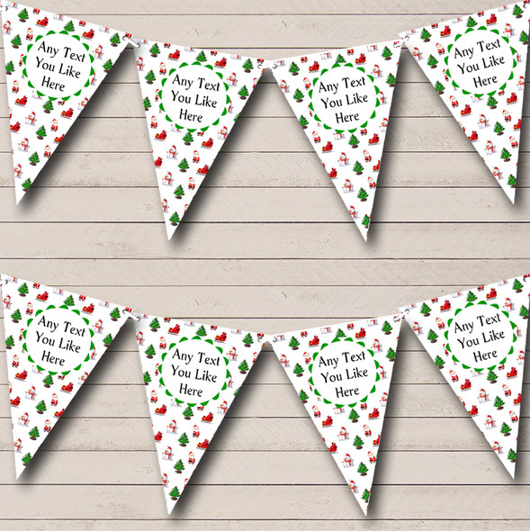 White Santa & Snowman Personalized Christmas Bunting Flag Banner