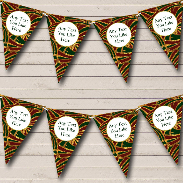 Patterned Green Gold & Red Personalized Christmas Decoration Bunting Flag Banner