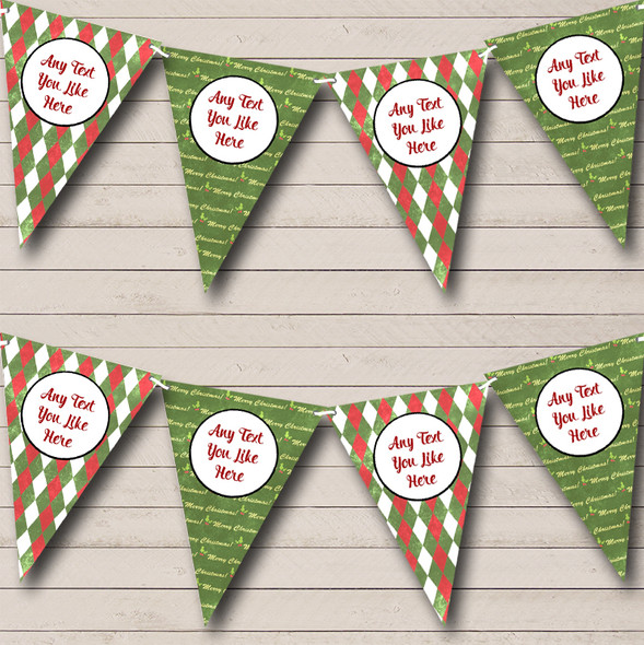 Diamonds & Text Personalized Christmas Decoration Bunting Flag Banner