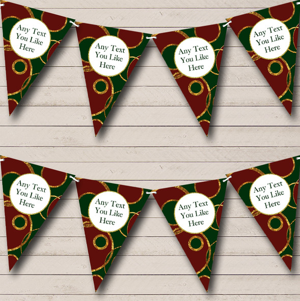 Circles Red Green Gold Personalized Christmas Decoration Bunting Flag Banner