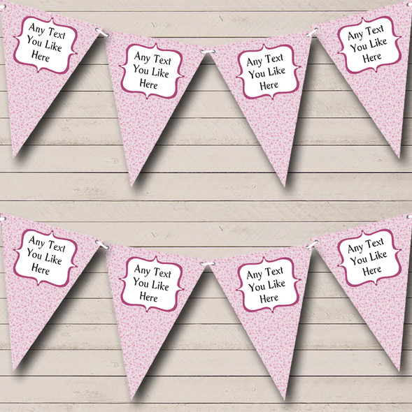 Pretty Pink Summer Floral Personalized Shabby Chic Garden Tea Party Bunting Flag Banner