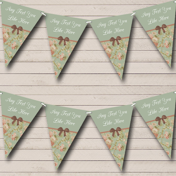 Green Vintage Personalized Shabby Chic Garden Tea Party Bunting Flag Banner