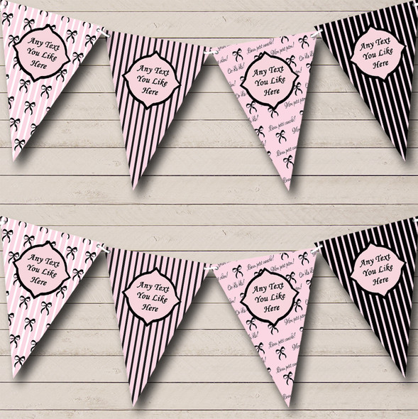 Black Pink French Personalized Shabby Chic Tea Party Bunting Flag Banner