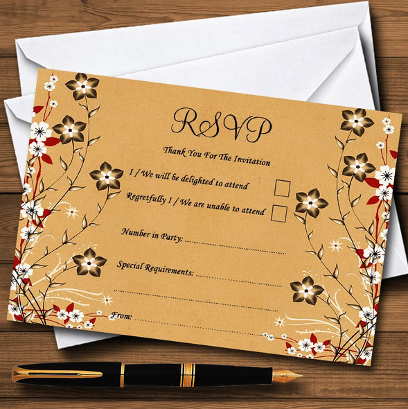 Vintage Flowers & Leaves Personalized RSVP Cards