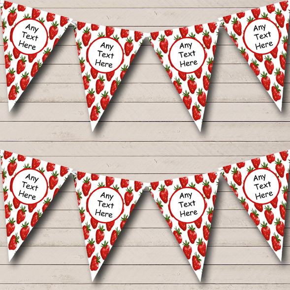 Tea Party Strawberry Personalized Wedding Venue or Reception Bunting Flag Banner
