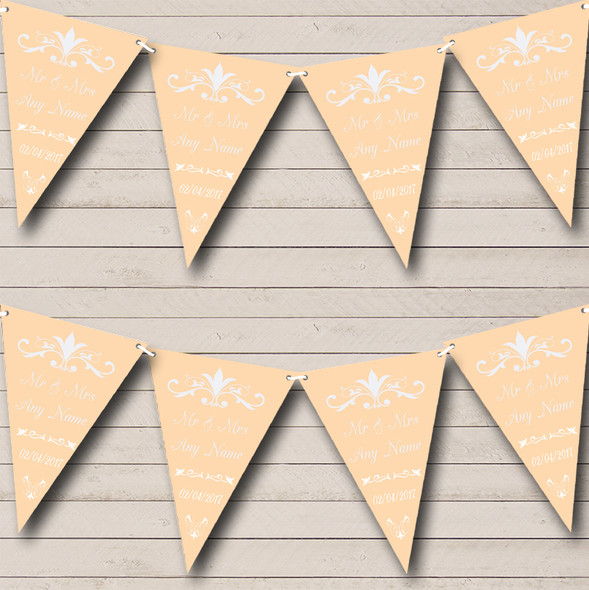 Regal Peach Personalized Wedding Venue or Reception Bunting Flag Banner