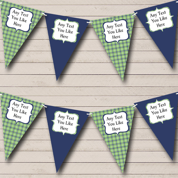 Blue And Green Tartan Personalized Wedding Venue or Reception Bunting Flag Banner