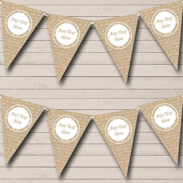Burlap Love Script Personalized Engagement Party Bunting Flag Banner