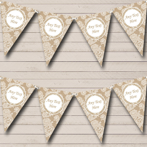 Lace & Burlap Personalized Retirement Party Bunting Flag Banner