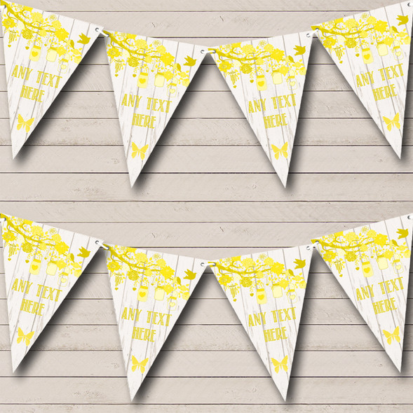 Shabby Chic Vintage Wood Yellow Personalized Tea Party Bunting Flag Banner