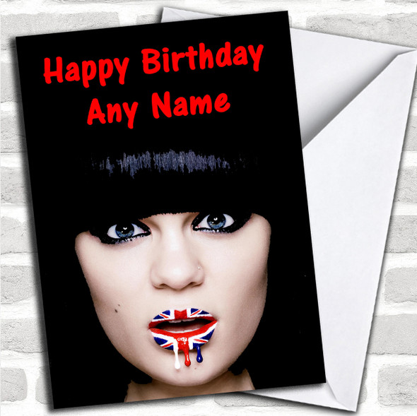 Jessie J Brit Lips Personalized Birthday Card