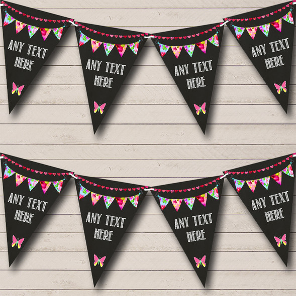 Bright Chalk Style Personalized Tea Party Bunting Flag Banner