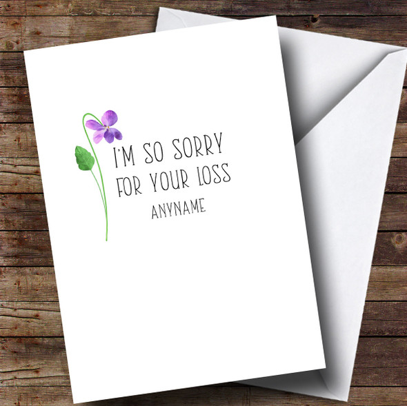 Personalized Sorry For Your Loss Single Flower Sympathy Card