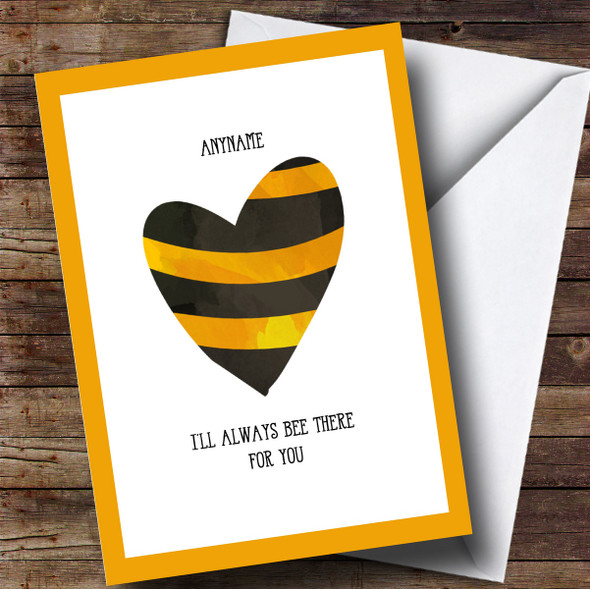 Personalized Bee There For You Stripy Heart Sympathy Card