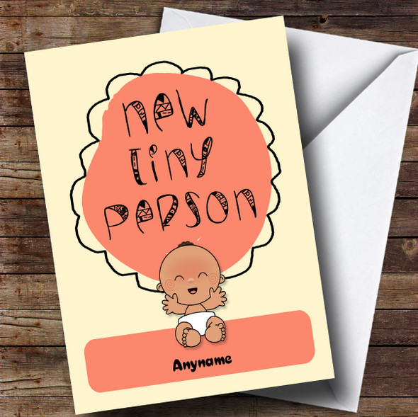 Personalized New Tiny Person Dark New Baby Card