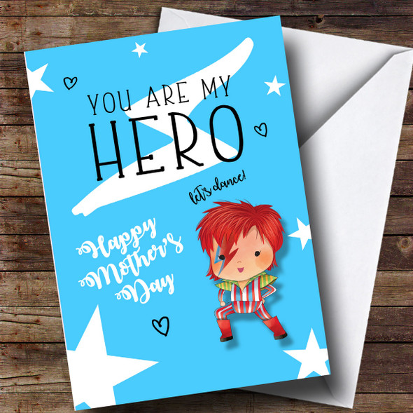 Personalized David Bowie Cute Cartoon Hero Mothers Day Card