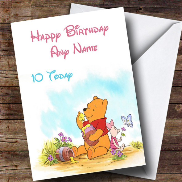 Personalized Disney Winnie The Pooh & Piglet Children's Birthday Card