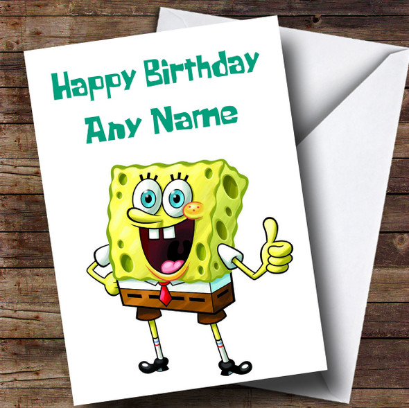 Personalized White Spongebob Squarepants Children's Birthday Card